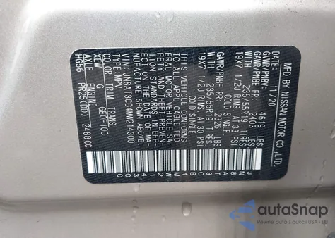 2021 Nissan Rogue Sl Intelligent Awd z USA, uszkodzony, nr VIN JN8AT3CB4MW214300